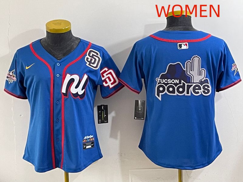 Women 2025 San Diego Padres Blank Blue All star Nike MLB Jersey style 04->women mlb jersey->Women Jersey